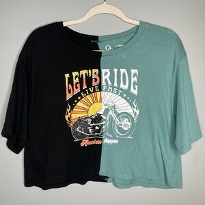 Womens "Let's Ride" Organic Cotton Graphic Crop Top